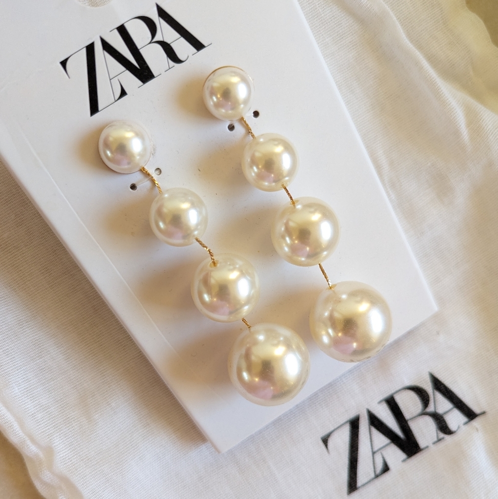 ZARA LARGE STATEMENT PEARL DROP EARRINGS